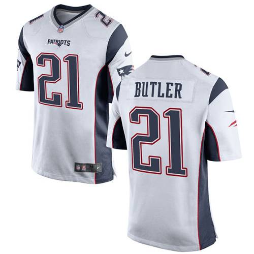Men's Game Malcolm Butler Nike Jersey White Road - #21 NFL New England Patriots